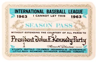 Season Pass for International Baseball League for John F. Kennedy