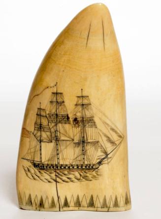 Scrimshaw of  a Ship and a Woman
