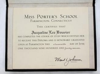 Jacqueline Bouvier's Miss Porter School Diploma