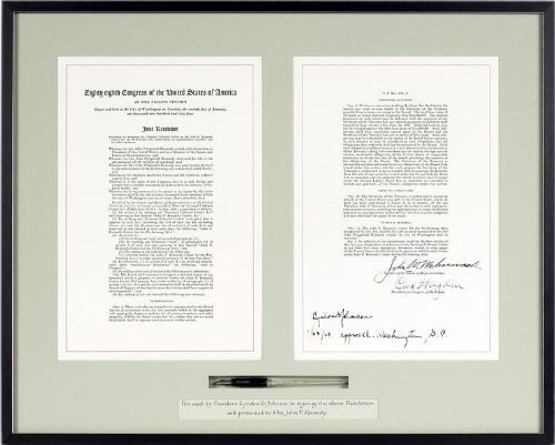 Joint Resolution Naming National Cultural Center as the John F. Kennedy Center for the Performing Arts with Signing Pen