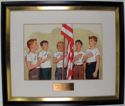 Painting of Members of the Boy's Club Saluting Flag