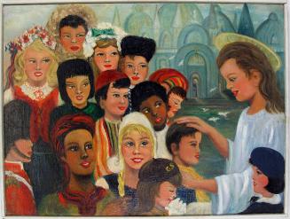 Painting of Children Being Blessed by an Angel