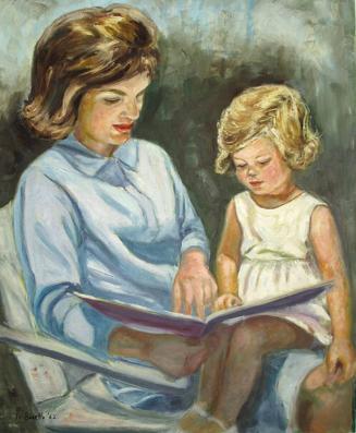 Portrait of Jacqueline and Caroline Kennedy Reading