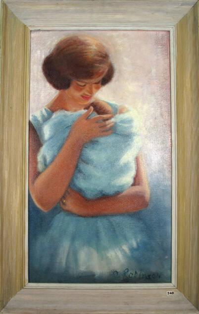 Portrait of Jacqueline Kennedy holding John F. Kennedy, Jr.