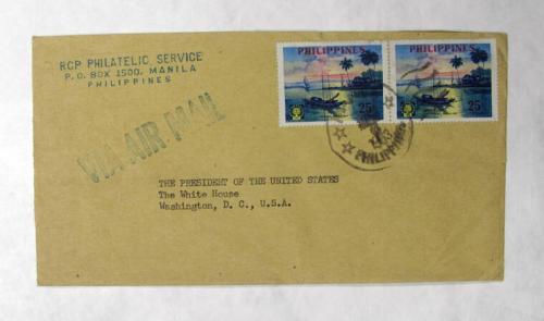 Envelope with Philippino Stamps Stamped "Via Air Mail"