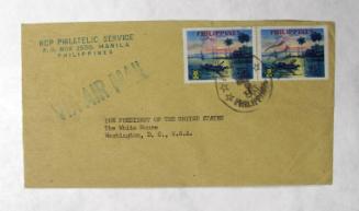 Envelope with Philippino Stamps Stamped "Via Air Mail"