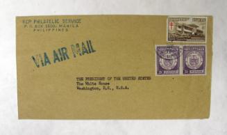 Envelope with Philippino Stamps Stamped "Via Air Mail"