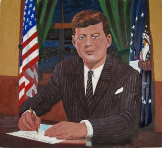 Portrait of President John F. Kennedy at Desk in Oval Office
