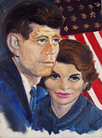 Portrait Of John F Kennedy And Jacqueline Kennedy With American Flag All Artifacts The John 