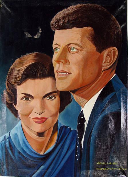Painting of a Karsh Photograph of John F. Kennedy and Jacqueline Kennedy