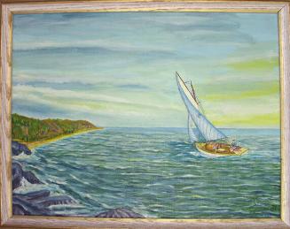 Painting of John F. Kennedy in a Sailboat