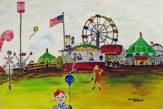 Painting of a Carnival with Ferris Wheel