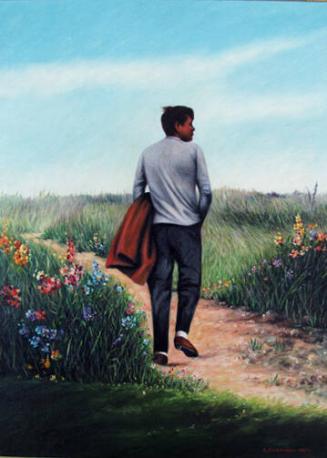 Portrait of John F. Kennedy Walking on Sand Dunes