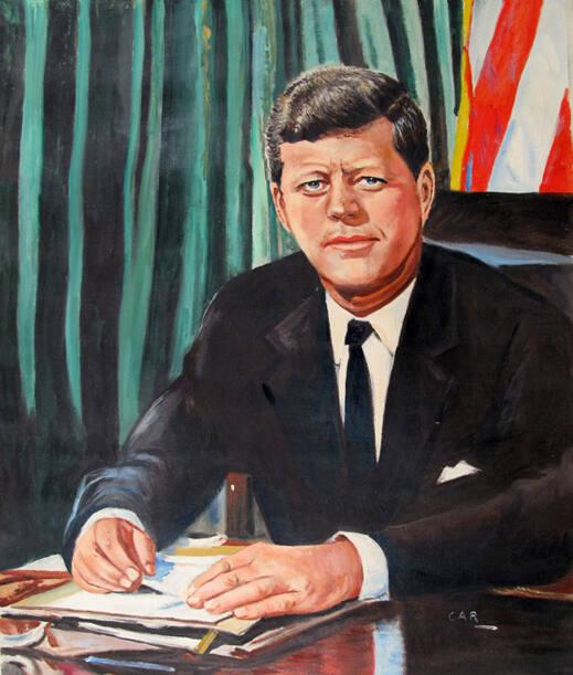 Portrait Of John F Kennedy Seated At Desk All Artifacts The John F Kennedy Presidential 