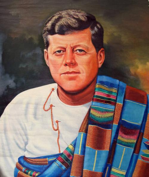 Portrait of John F. Kennedy Wearing a "Lokpa"