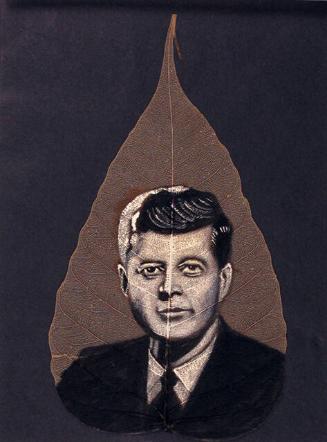 Portrait of John F. Kennedy on a Pipal Leaf