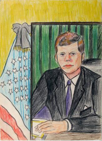 John F. Kennedy with American Flag