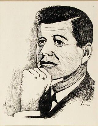 Print of a Drawing of John F. Kennedy
