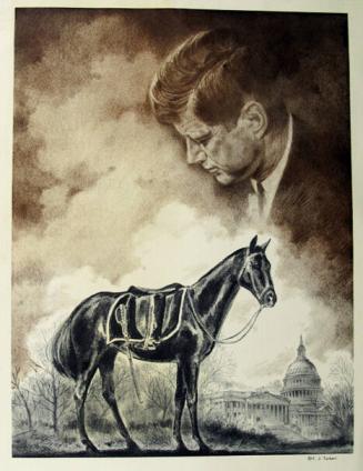 Print of Riderless Horse and John F. Kennedy