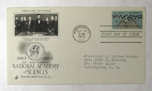 First Day Cover: 5-cent U.S Postage Stamp Commemorating the Sciences – All  Artifacts – The John F. Kennedy Presidential Library & Museum