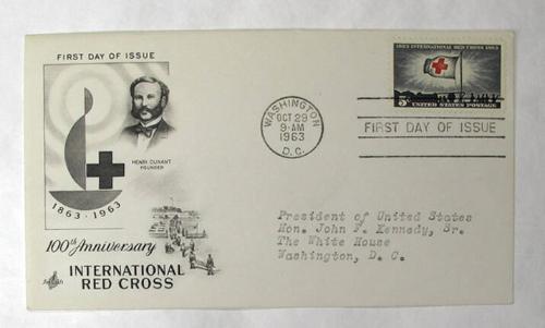 First Day Cover: International Red Cross Centenary 5-cent U.S Postage Stamp