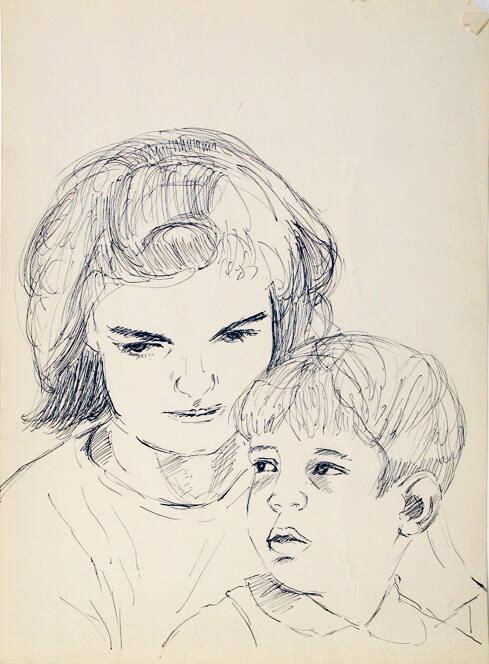 Sketch Of Jacqueline Kennedy And John F Kennedy Jr All Artifacts Hot