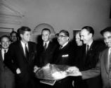 Members of the Mexico-United States Interparliamentary Group present President John F. Kennedy …