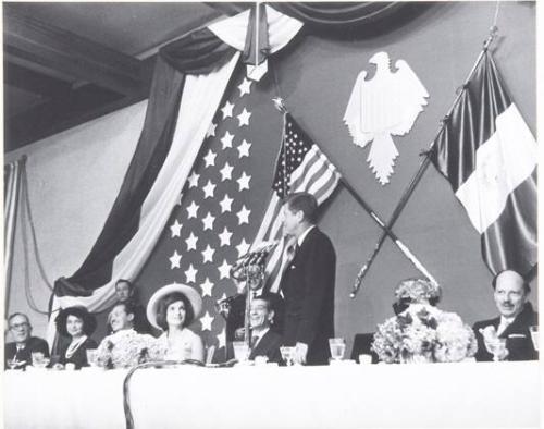 Photograph of President Kennedy Speaking at a Luncheon