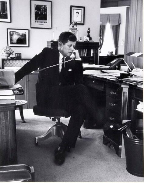 Photograph Of President Kennedy Talking On Telephone All Artifacts