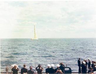 Photograph of President Kennedy Watching Missile Launch from USS Andrew Jackson