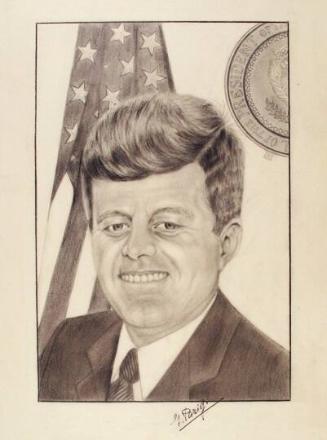 Sketch of John F. Kennedy with Flag