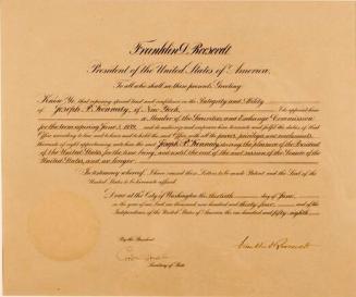 Certificate Appointing Joseph P. Kennedy to Securities Exchange Commission