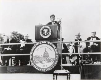Photograph of President Kennedy Speaking at American University