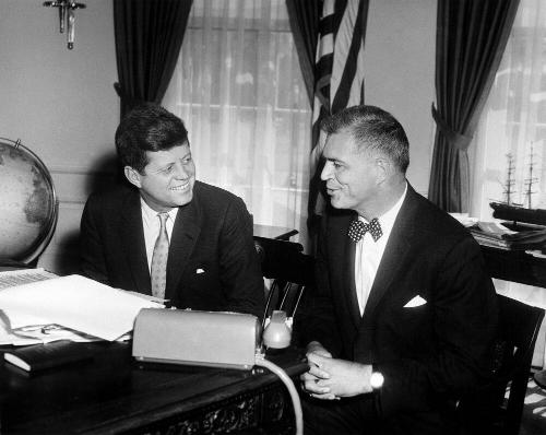 President Kennedy and Assistant Secretary of State for African Affairs G. Mennen Williams meet …