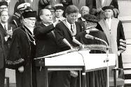 President John F. Kennedy being presented the Free University Berlin Medallion in June 1963 dur…