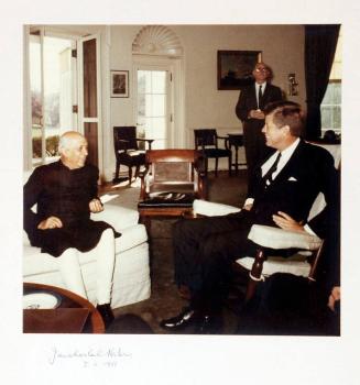 Photograph of President Kennedy and Prime Minister Jawarharlal Nehru