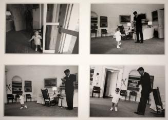 Photograph of President Kennedy and John Jr. in the Oval Office
