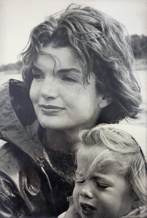 Photograph of Jacqueline Kennedy and Caroline by the Shore