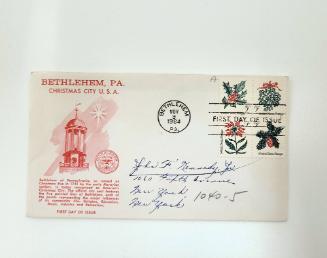 First Day Cover for Bethlehem PA, Christmas City