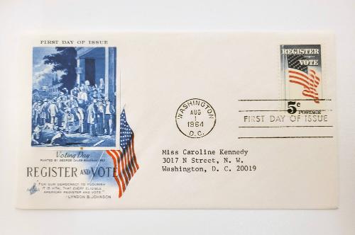First Day Cover: Register and Vote