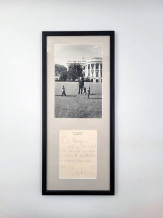 Photograph of Joseph P. Kennedy Sr. with Grandchildren with Note from Jacqueline Kennedy