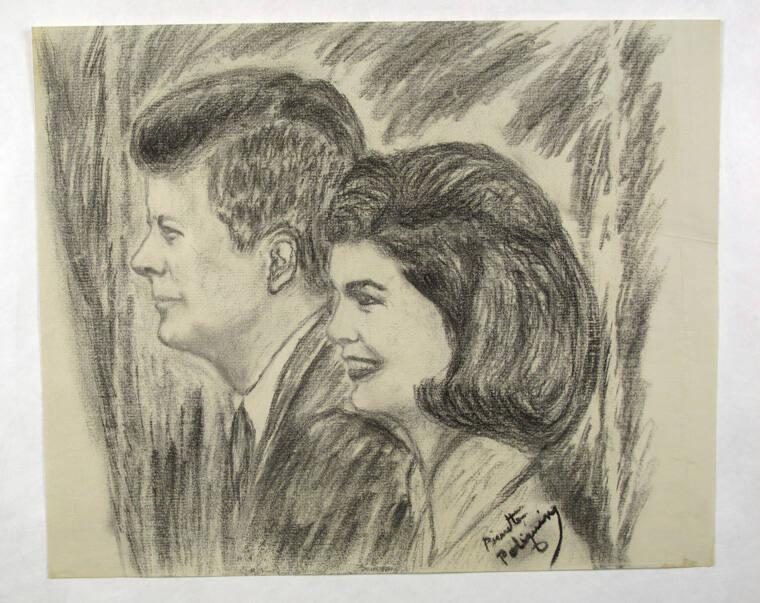 Sketch Of John F Kennedy And Jacqueline Kennedy All Artifacts The John F Kennedy 