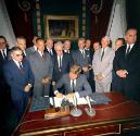 John F. Kennedy Presidential Library Archives: KN-C30112. President John F. Kennedy Signs the N…