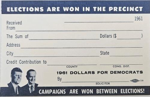 1961 Dollars For Democrats Contribution Form