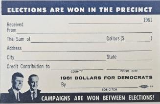 1961 Dollars For Democrats Contribution Form