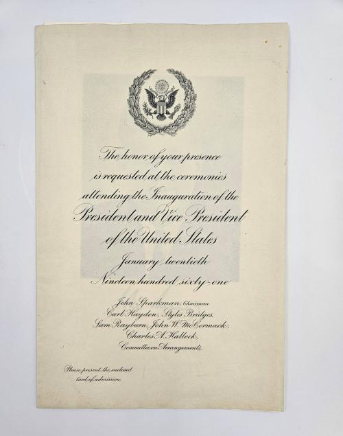 Invitation to the Inauguration of President John F. Kennedy