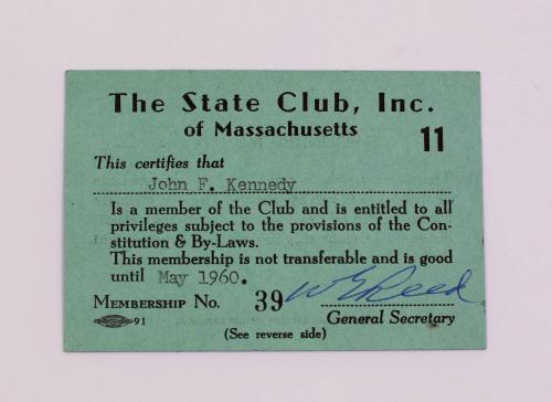 Membership Card to The State Club of Massachusetts