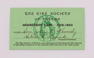 Membership Card to The Eire Society of Boston