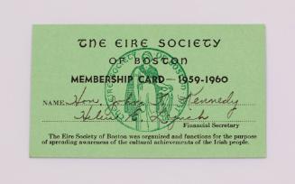 Membership Card to The Eire Society of Boston