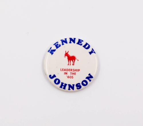 "KENNEDY/ JOHNSON Leadership in the 60's" Button